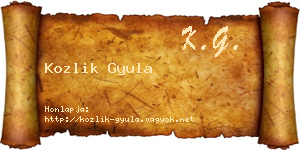 Kozlik Gyula névjegykártya