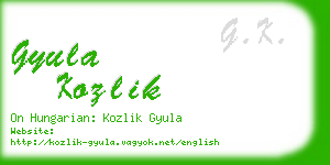 gyula kozlik business card